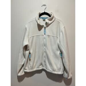 L.L. Bean white fleece jacket womens L full zip gorpcore outdoors